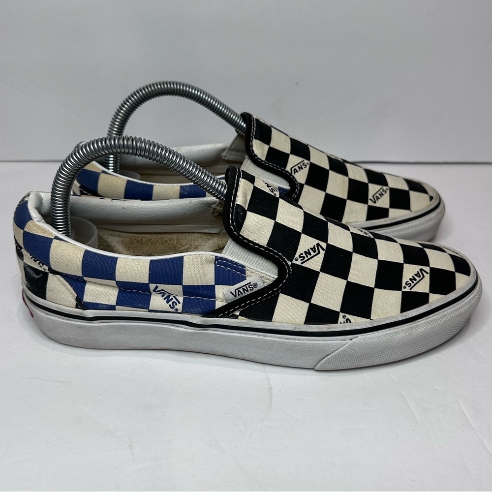 UsedVans Black and White Checkerboard Slip-On Sneakers - Picture 4 of 8